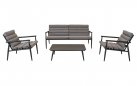Grafitowy HARPER zestaw wypoczynkowy ogrodowy sofa 2‑osobowa, 2 fotele, stolik, aluminium 