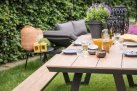 Komplet stołowy piknikowy ze zintegrowanymi ławkami aluminiowy antracyt blat teak AREZZO