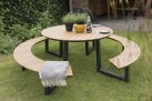 Okrągły zestaw piknikowy aluminiowy kompozyt teak AREZZO