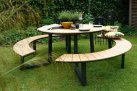 Okrągły zestaw piknikowy aluminiowy kompozyt teak AREZZO