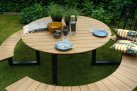 Okrągły zestaw piknikowy aluminiowy kompozyt teak AREZZO