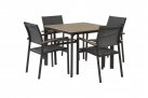 Kwadratowy stół ogrodowy aluminium antracyt blat kompozyt teak AREZZO 90x90