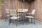 Kwadratowy stół ogrodowy aluminium antracyt blat kompozyt teak AREZZO 90x90