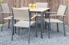 Kwadratowy stół ogrodowy aluminium antracyt blat kompozyt teak AREZZO 90x90