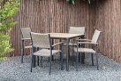Kwadratowy stół ogrodowy aluminium antracyt blat kompozyt teak AREZZO 90x90