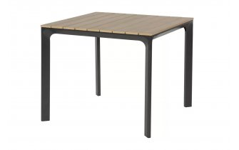 Kwadratowy stół ogrodowy aluminium antracyt blat kompozyt teak AREZZO 90x90