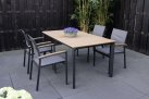 Stół ogrodowy aluminiowy z blatem kompozyto a la teak 160x90 AREZZO krzesła Arezzo tekstylina
