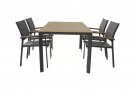 Stół ogrodowy aluminiowy z blatem kompozyto a la teak 160x90 AREZZO krzesła Arezzo tekstylina