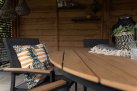 Okrągły stół ogrodowy aluminiowy antracyt blat kompozyt teak śr. 150 AREZZO