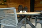 Okrągły stół ogrodowy aluminiowy antracyt blat kompozyt teak śr. 150 AREZZO