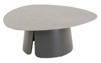 Stolik kawowy ALVA Lesli Living kształ trójkątny zaokraglony aluminium antracyt, blat ceramiczny