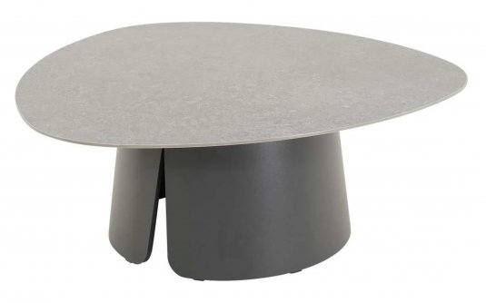 Stolik kawowy ALVA Lesli Living kształ trójkątny zaokraglony aluminium antracyt, blat ceramiczny