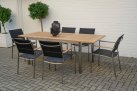 Stół ogroodwy rozkłądany Stal nierdzewna blat teak MARMARIS 152-210