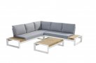 Modułowy narożnik ogrodowy aluminiowy biały teak MATISSE 4SO