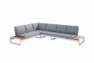 Modułowy narożnik ogrodowy aluminiowy biały teak MATISSE 4SO
