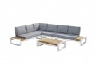 Modułowy narożnik ogrodowy aluminiowy biały teak MATISSE 4SO