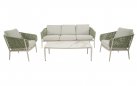 ZAYA zestaw ogrodowy wypoczynkowy – sofa 3‑osobowa, fotele, stolik, aluminium beżowy