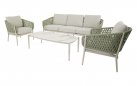ZAYA zestaw ogrodowy wypoczynkowy – sofa 3‑osobowa, fotele, stolik, aluminium beżowy