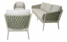 ZAYA zestaw ogrodowy wypoczynkowy – sofa 3‑osobowa, fotele, stolik, aluminium beżowy