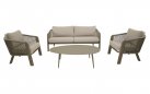 Zestaw ogrodowy TANOA Lesli Living — sofa 3‑osobowa, fotele i stolik, aluminium taupe z liną