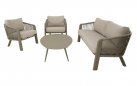 Zestaw ogrodowy TANOA Lesli Living — sofa 3‑osobowa, fotele i stolik, aluminium taupe z liną