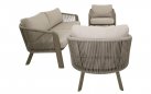 Zestaw ogrodowy TANOA Lesli Living — sofa 3‑osobowa, fotele i stolik, aluminium taupe z liną