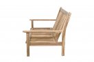 Sofa 2-osobowa z drewna teak z bezowymi poduszkami LOUNG
