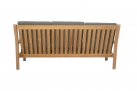 Sofa 3-osobowa z drewna teak z bezowymi poduszkami LOUNG
