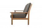 Sofa 3-osobowa z drewna teak z bezowymi poduszkami LOUNG
