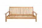 Sofa 3-osobowa z drewna teak z bezowymi poduszkami LOUNG