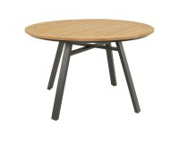 Stół ogrodowy okrągły podstawa aluminiowa blat TEAK MONZA 120 cm 