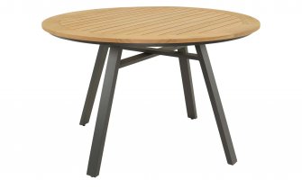 Stół ogrodowy okrągły podstawa aluminiowa blat TEAK MONZA 120 cm 