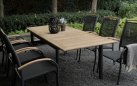 Aluminiowy stół ogrodowy rozkładany z podstawą w kolorze grafitowym i blatem teak MONZA 152-210 cm