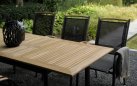 Aluminiowy stół ogrodowy rozkładany z podstawą w kolorze grafitowym i blatem teak MONZA 152-210 cm