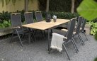 Aluminiowy stół ogrodowy rozkładany z podstawą w kolorze grafitowym i blatem teak MONZA 152-210 cm