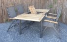 Aluminiowy stół ogrodowy rozkładany z podstawą w kolorze grafitowym i blatem teak MONZA 152-210 cm