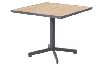 Kwadratowy stół ogrodowy na jednej nodze FIESTA 90x90 cm blat teak noga antracyt 