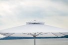 Biały parasol ogrodowy 3x3 aluminiowy kominek antywietrzny PUSH-UP 