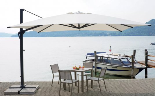 Parasol duży noga boczna 4x4 aluminium antracyt 4x4 RELONE kremowe poszycie