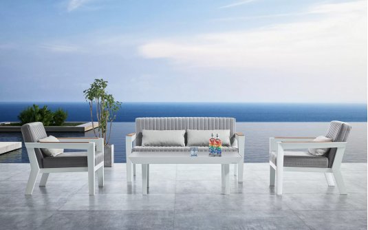 Komplet wypoczynkowy aluminiowy biały CHAMPION Higold  sofa 2-osobowa