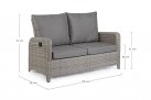Sofa 2-osobowa z pochylanymi oparicami szary technorattan KENT bhizotto