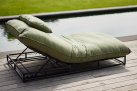 Łóżko ogrodowe czarne z materacem Sunbrella zielonym EMMA Hartman