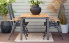 Stół ogrodowy aluminiowy ciemnoszary z blatem teak 160x90 SAONATA Hartman