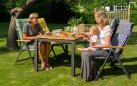 Stół ogrodowy aluminiowy ciemnoszary z blatem teak 160x90 SAONATA Hartman