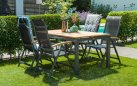 Stół ogrodowy aluminiowy ciemnoszary z blatem teak 160x90 SAONATA Hartman