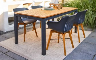 Stół ogrodowy aluminiowy ciemnoszary z blatem teak 160x90 SAONATA Hartman