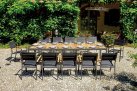 Antracytowy komplet stołowy z blatem teak dla 8 osób ANELLE 200-300