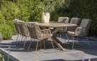 Bezowe krzesło jadalniane na taras FABRICE 4SO lina i poduszki Olefin / stół PRADO