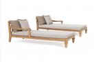Zestaw 2 sofa / łóżko ogrodowe z teaku BALI bizzotto poduszki beżowe