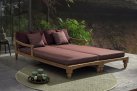 Zestaw 2 sofa / łóżko ogrodowe z teaku BALI bizzotto poduszki bordowe